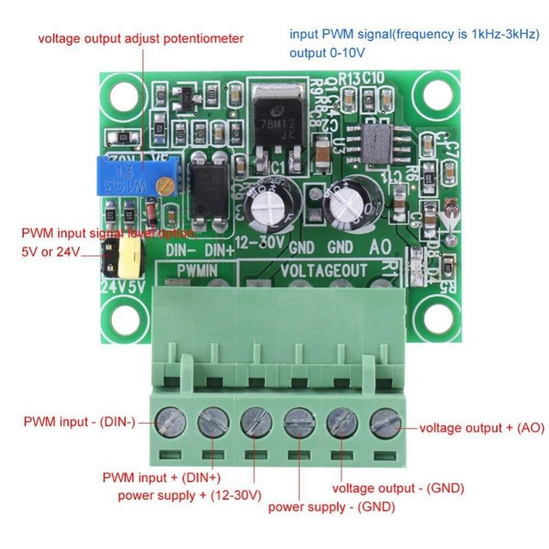 1-3KHZ 0-10V PWM Signal To Voltage Converter Module Digital Analog Board