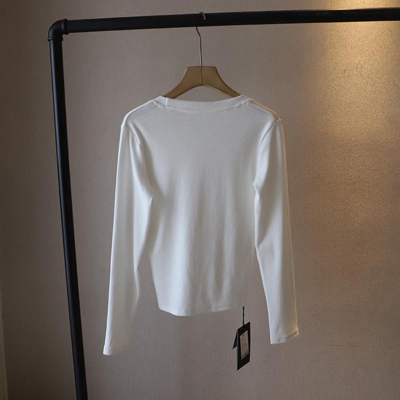 Bi Zheng 2025 Spring Korean Style Slim Fit Women's Long Sleeve Solid Color T-shirt (Model 3306)