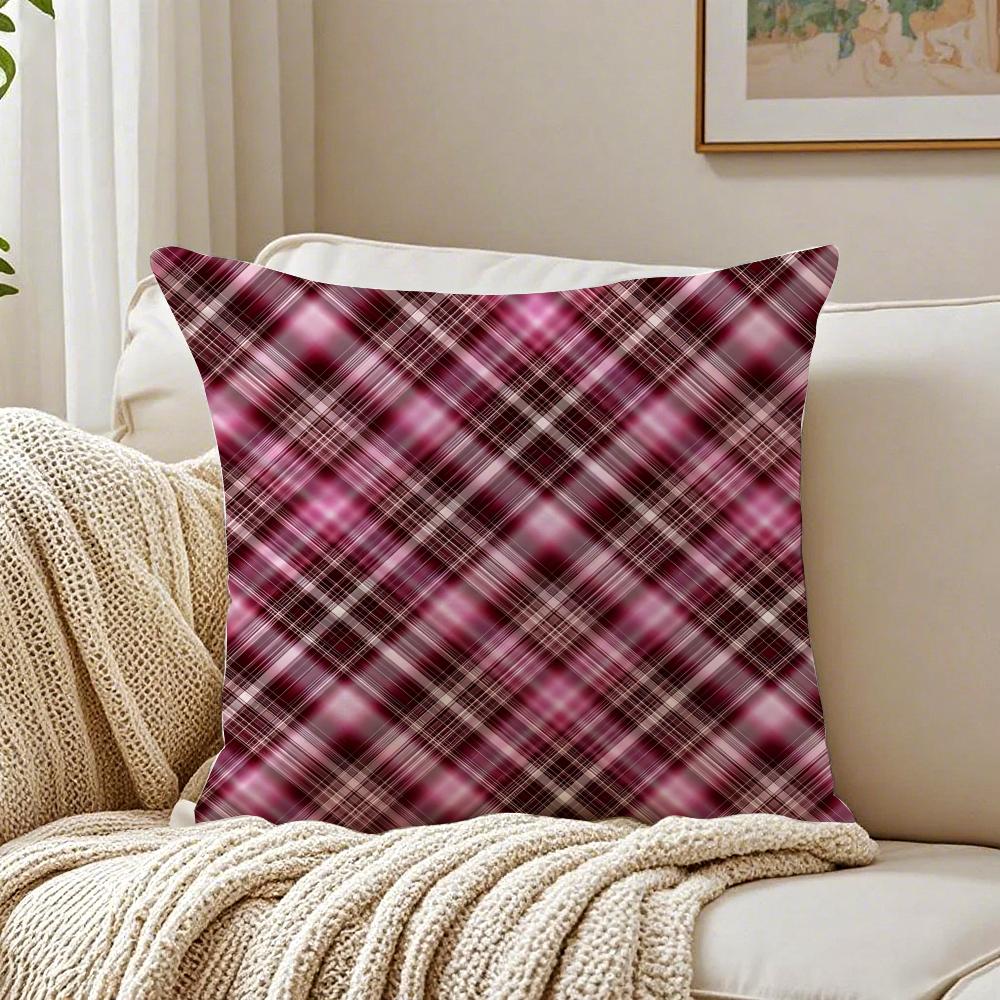 Plaid Leopard Print Textures Pillow Cushion Cover Linen Pillowcase Soft For Sofa Bed Home Room Decor