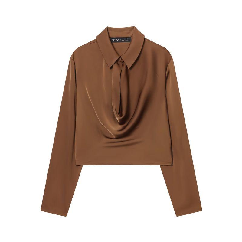 

Za Export New Arrival Women s Clothing ZR Fashion Style Fashionable All-Match Silk Texture Drape Long Sleeves Shirt 7484173 Image color L