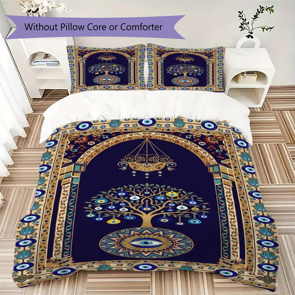 Evil Eye Pattern Bedding uilt Set uilt Cover Pillowcase Home Decoration Birthday Gift (1 * duvet cover + 2 * pillowcase without core)166
