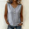 Damen Freizeit Locker Kariert Ärmellos Knopfleiste Vorne Pullover Weste Top