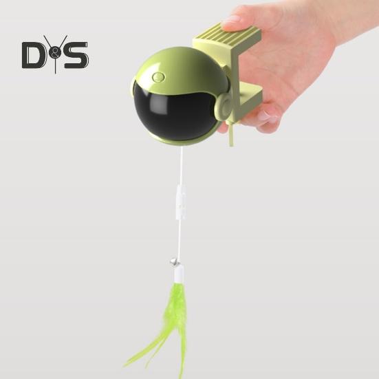 Elektrisches Katzenspielzeug mit Federn zum Aufhängen an der Tür, intelligentes Katzenspielzeug zum Selbstspielen, automatisches Katzenspielzeug mit flauschigem Federball und Quaste für Hauskatzen