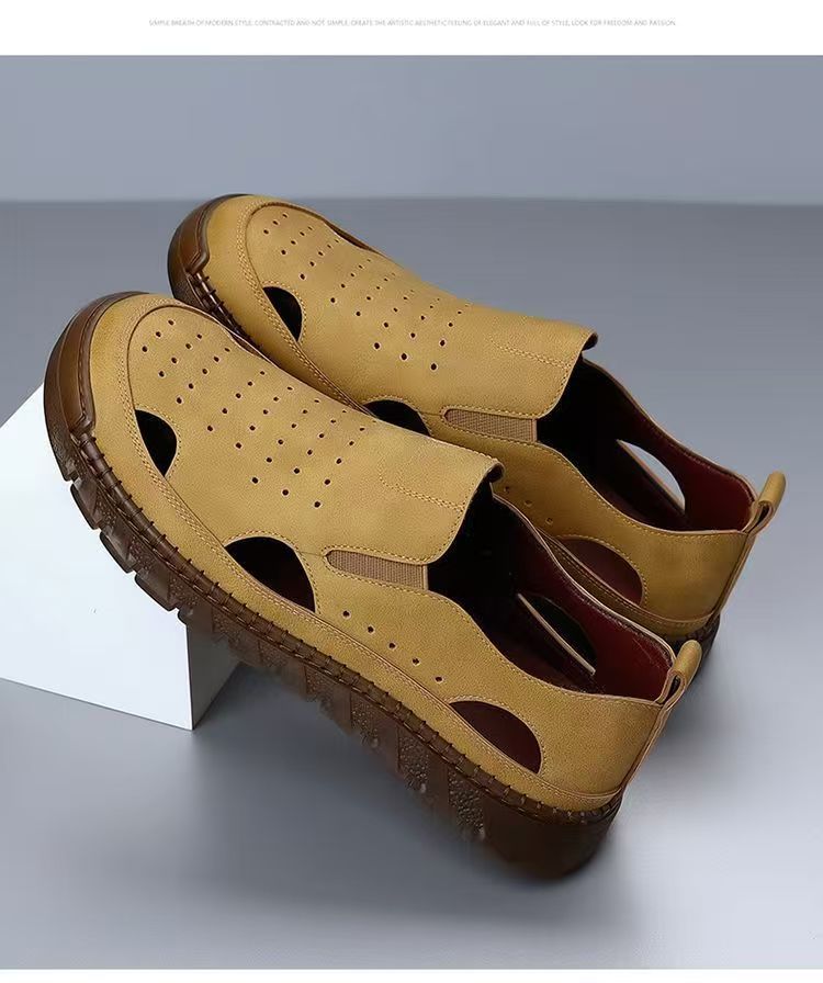 

[Spot] Summer sandals casual outdoor leather shoes men s hole shoes wear-resistant beach shoes men s casual versatile 44