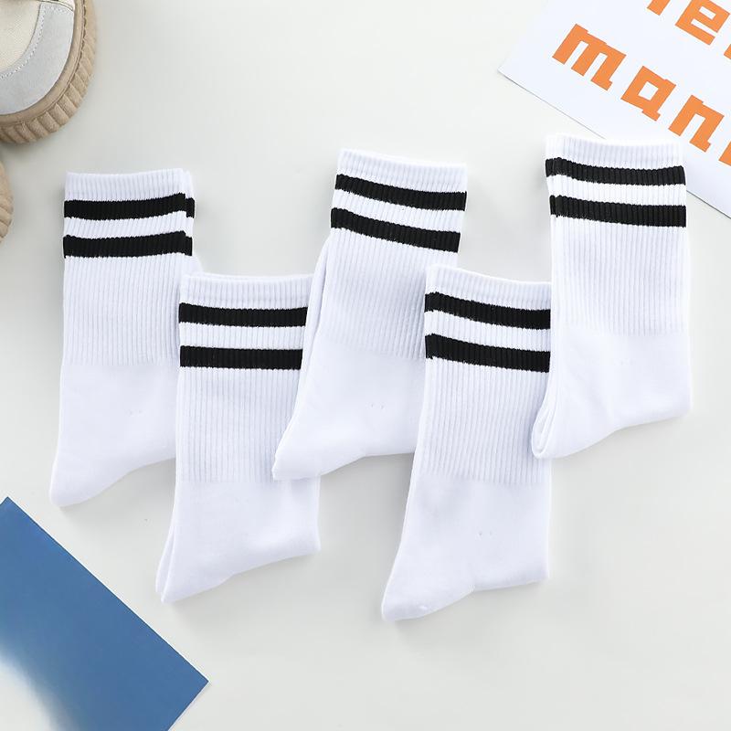 

Ladies Autumn and Winter New Striped Preppy Sports Tall Cotton Socks 1 pair білий
