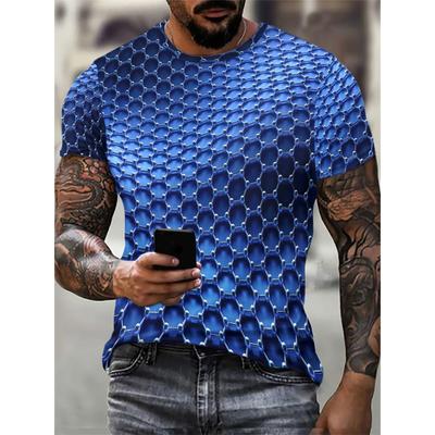 Plaid Abstract Pattern Men's Fashion T-Shirts Summer Short Sleeve 3D Printed Street Simple Tee 6XL Plus Size Casual Tops