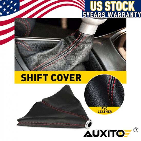 

Shift Knob Shifter Boot Cover Universal Gear Suede Black Red Stitch For Honda EA