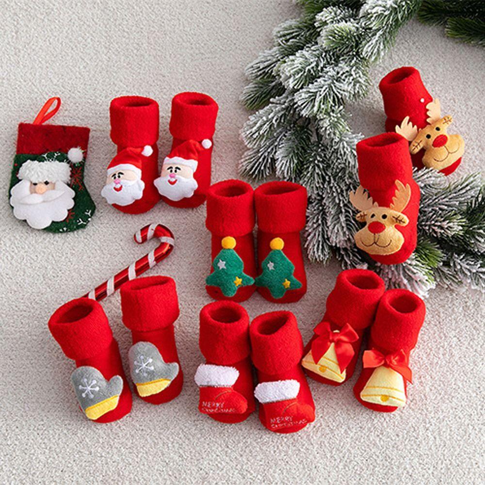 Tree Santa Claus Thicken Kids Cotton Socks Infant Short Socks Baby Christmas Socks Floor Socks
