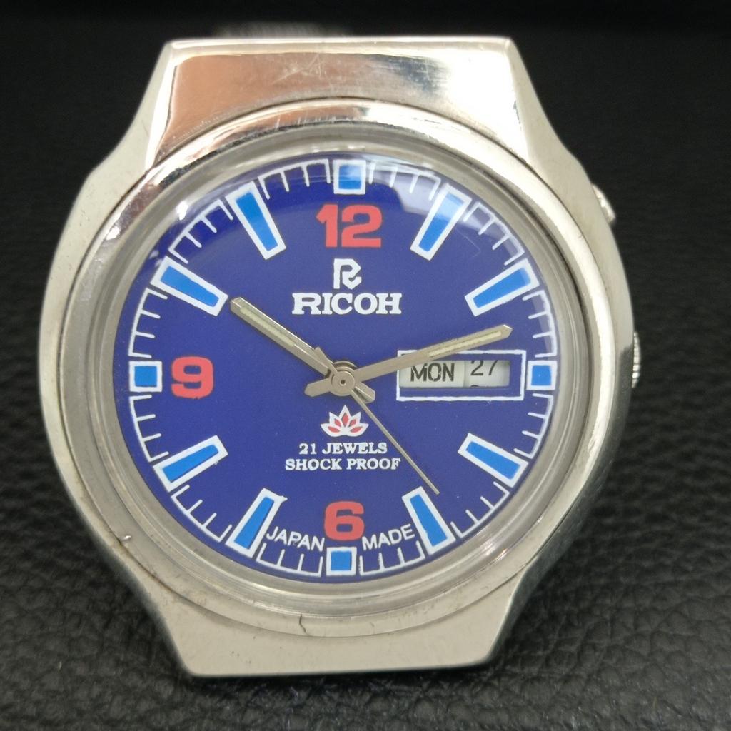 VINTAGE RICOH R31 AUTOMATIC JAPAN MENS BLUE COLOR DIAL WATCH a707699-1