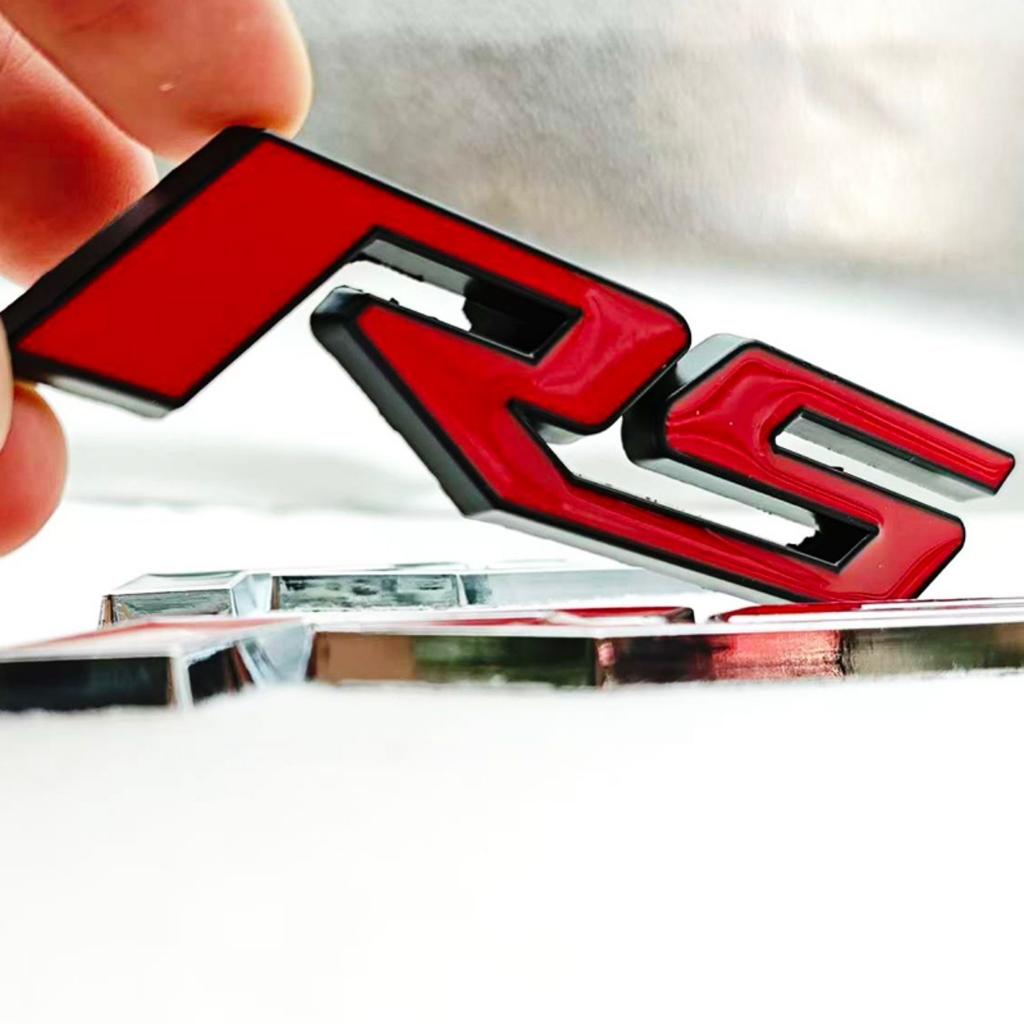 3D Metal RS Logo Badge Sticker Front Grill Emblem Rear Trunk Decal Car Accessories High-Quality Accessories are Suitable for Most Vehicle Models