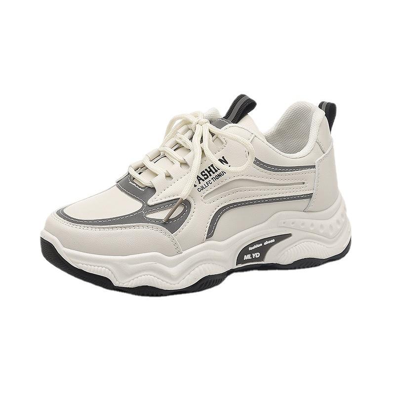 2025 New Women's Shoes Trend Versatile Dad Shoes Fashion Leather Casual Sports Shoes Running Shoes