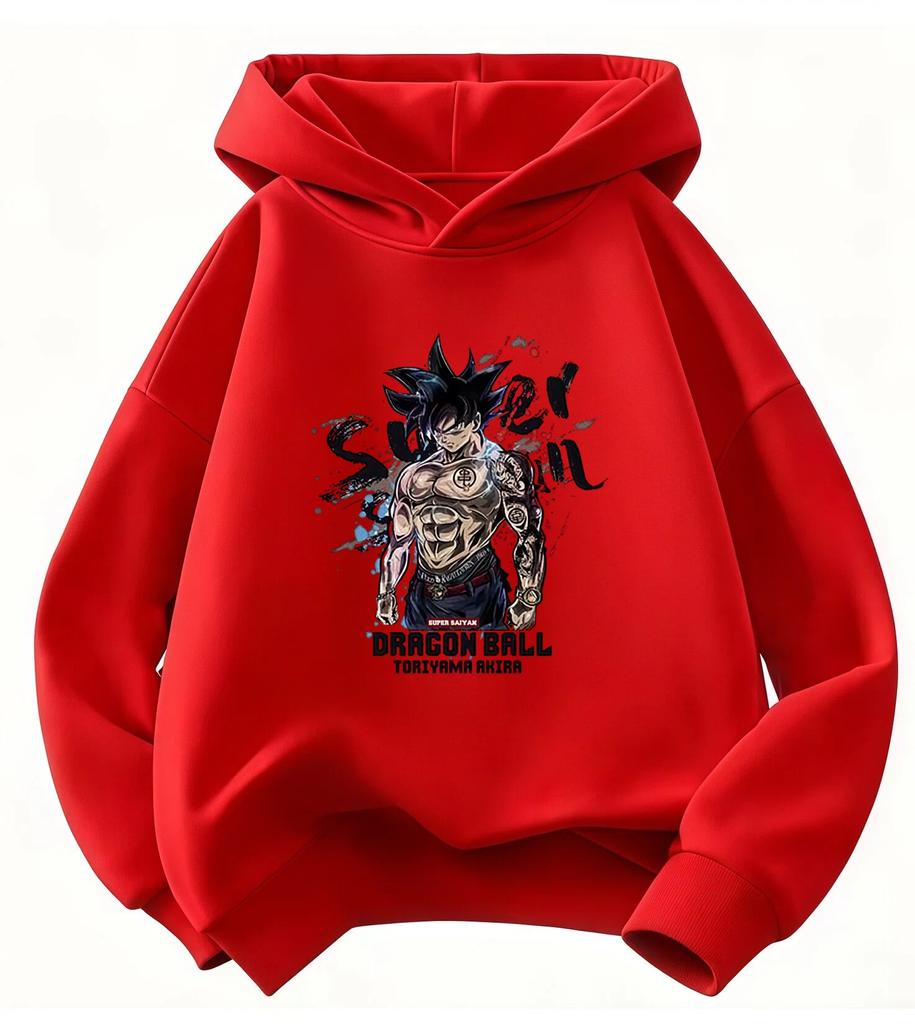 A Cartoon-style Hooded Casual Hoodie, from the "Dragon Ball" Series, Suitable for Children To Wear, with a Cartoonish Design.