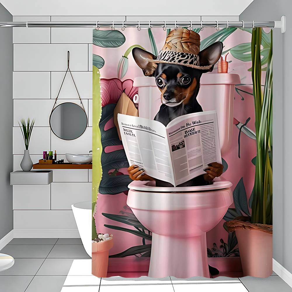 Bathroom Cat Reading On Toilet Waterproof Fabric Shower Curtain Bathroom Decoration Curtain Home Hawaiian Style Shower Curtain