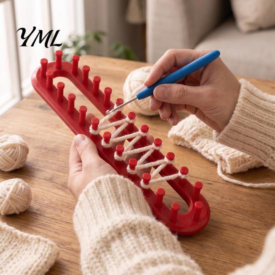 Knitting Loom Kit Long Hook Set, Beginner for DIY Hat Beginners Weaving Tool Scarf Shawl, Plastic Rectangular Yarn with Crochet Blanket Making