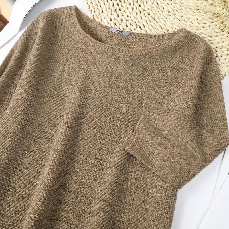 SNOWFLYING Women's 100% Merino Wool Round Neck 3/4 Sleeve Pullover Sweater