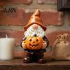 Fall Faceless Gnome Figurine Halloween Garden Statue, Holding Pumpkin Sculpture, Decorative for Porch Waterproof Resin Statue Yard Autumn Decor