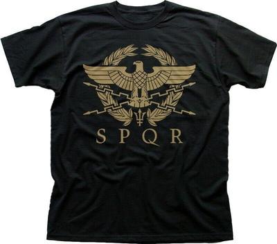 SPQR Rímsky Gladiátor Cársky Zlatý Orol Armáda Potlačené tričko 9183