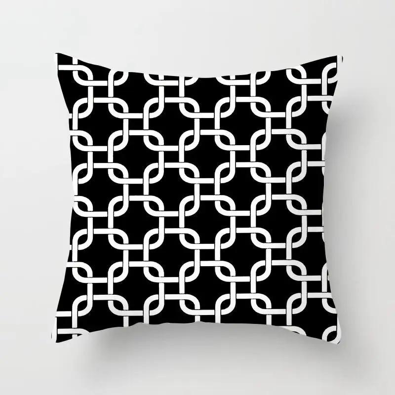 Black White Nordic Geometry Pillow Case Home Decor Decorative Polyester Cushion Cover for Bedroom Pillow Cover Hogar Funda Cojin