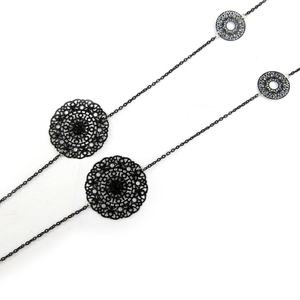 Les Trésors De Lily [L5801] - Black 'Carmen' Designer Necklace