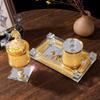 Golden Beads Glass Crystal Incense Burner Living Room Bedroom Crystal Ornaments Arabic Incense Burner Incense Plug
