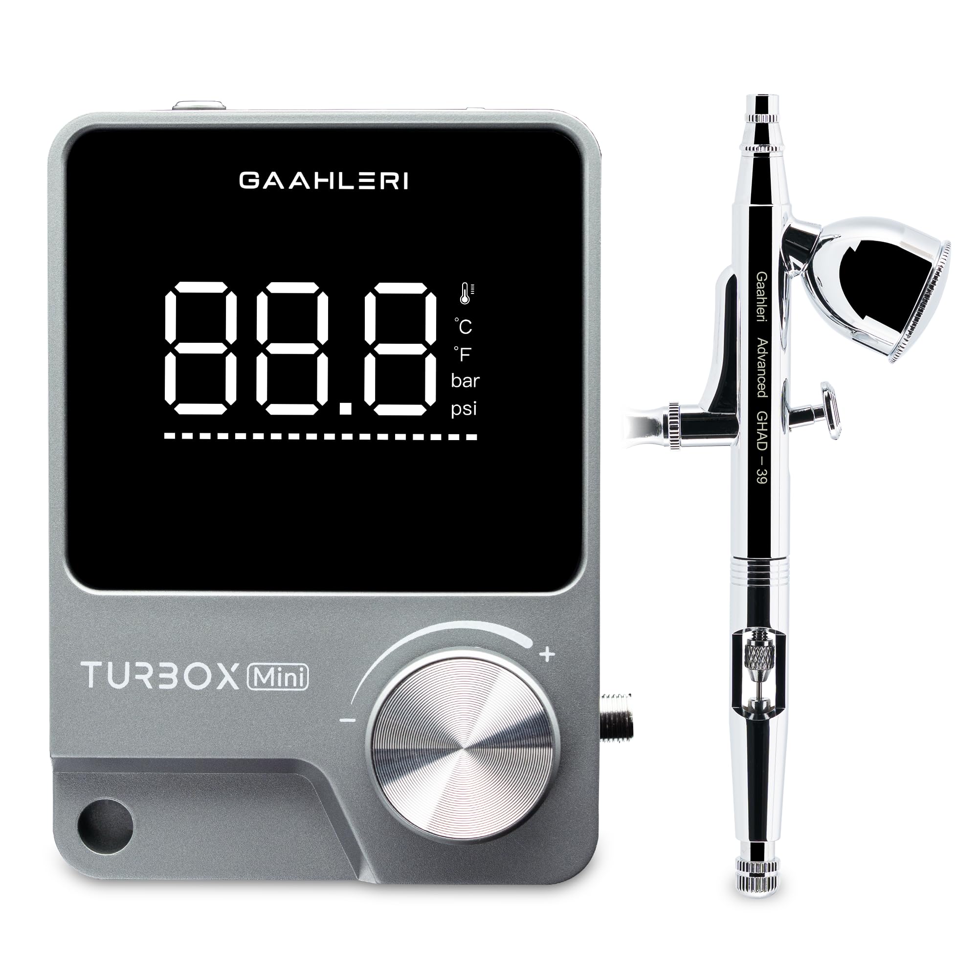 

Dual Action Airbrush Kit with Turbo Box Mini, 18-Level Air Control, Ultra-Quiet Compressor, Dual Mode & Digital Display for Multi-Purpose Use