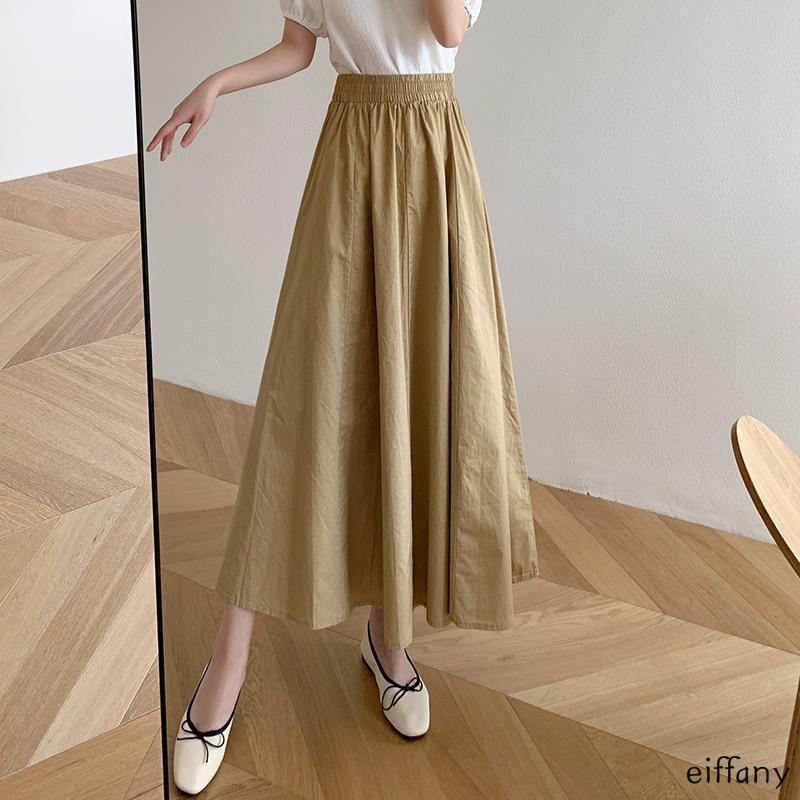 Women Long Skirt Muslimah Plus Size High Waist Plain Maxi Skirt For Casual Wear**