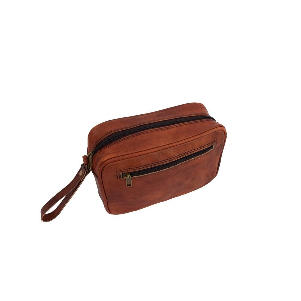 Genuine Goat Leather Toiletry Bag Shaving Dopp Kit Case Organizer Washbag Pouch