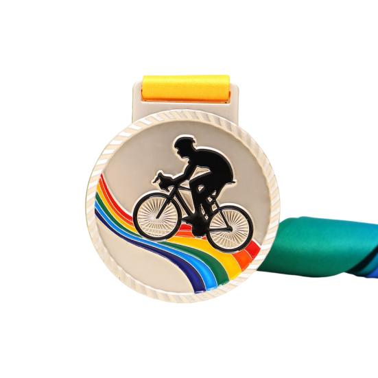 Kreative Trophäe aus Druckguss mit Gurtband, verschleißfeste Ehrenmedaille für Radfahren und Laufen zum Gedenken an Wettkämpfe