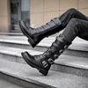 Gotiska Punk Platåstövlar Mode Herr Motorcykelstövlar Kvalitetsläder Mellanvadsstövlar Western Cowboy Stövlar Herr Stövletter Botas2025