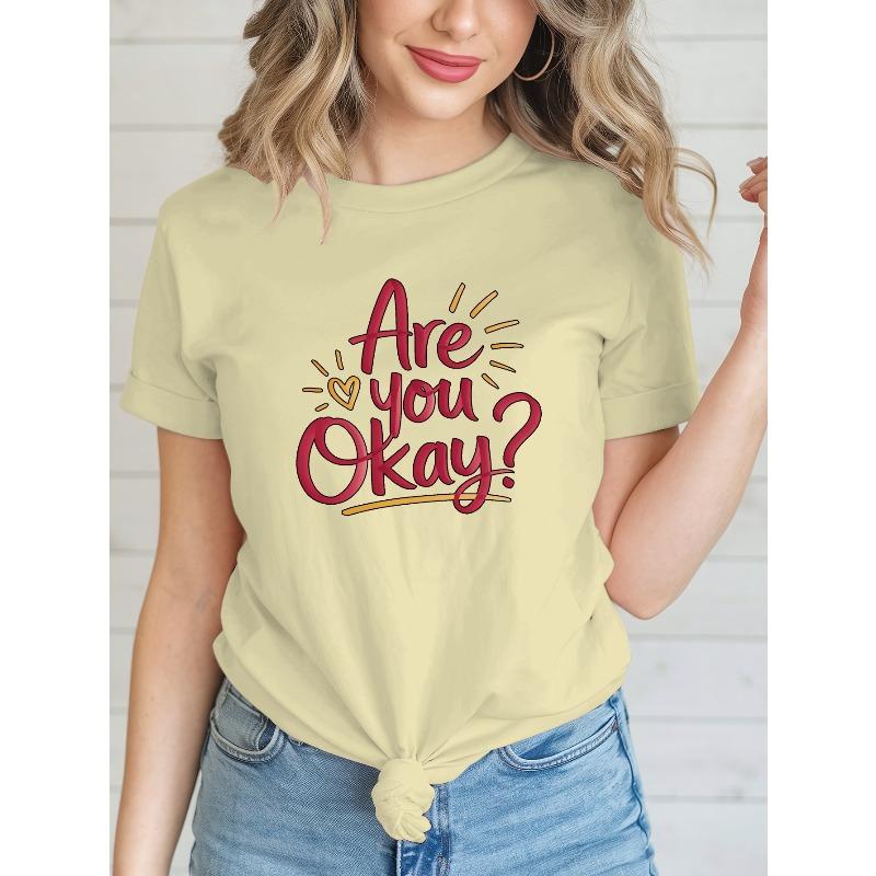 Casual Round-Neck T-Shirt for Women Featuring a Trendy Print, Perfect for Spring And Summer Wear