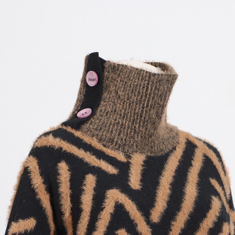 Women's High-End Mink Fur Stand-Up Collar Pullover Sweater, Autumn/Winter 2025 Collection.