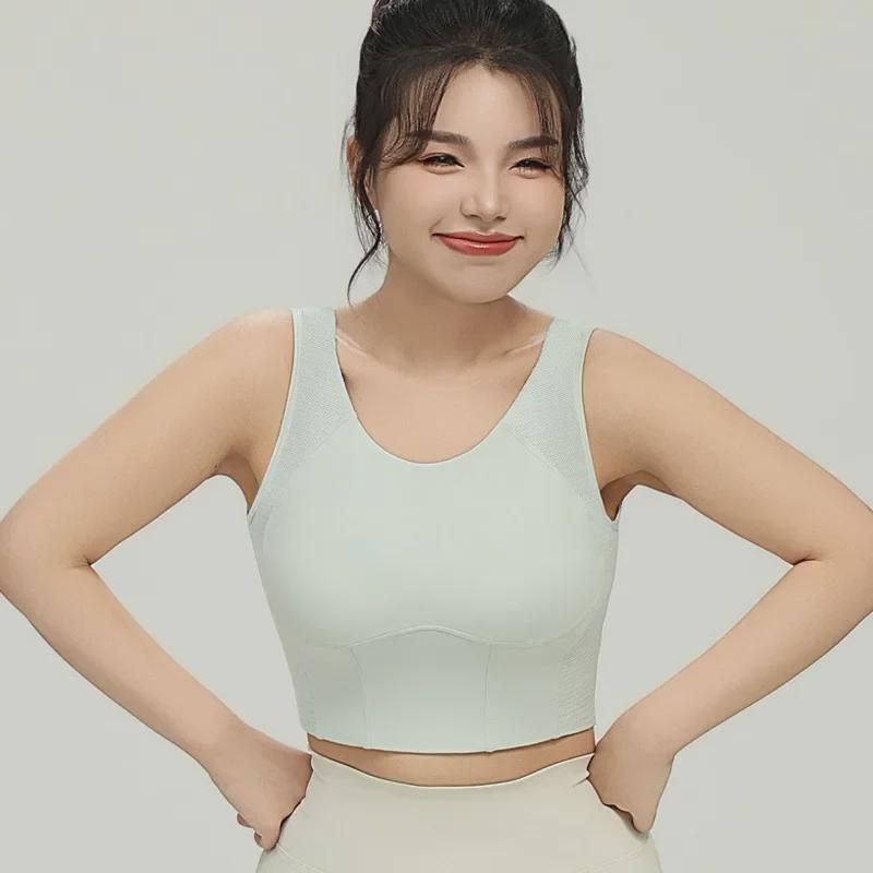 High-Strength One-Piece Sports Vest Bra: Large Size Yoga & Fitness Support