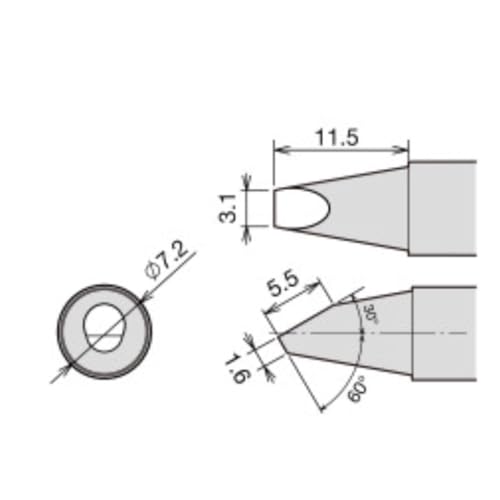 Taiyo Electric Industry (goot) Replacement Soldering Tip 3.2 Right Angle Type RX-85HSRT-3.2RA, Made in Japan