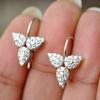 Ear Buckle, Personalized Micro-Inlaid Zircon Three-Leaf Ear Hook Female Internet Celebrity Earrings Of The Same Style