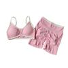 Yoga Set for Women with Chest Pads, Tight-Fitting, Quick-Drying, Suitable for Outdoor Running, Sports, Fitness, and Yoga, High-Waisted Shorts