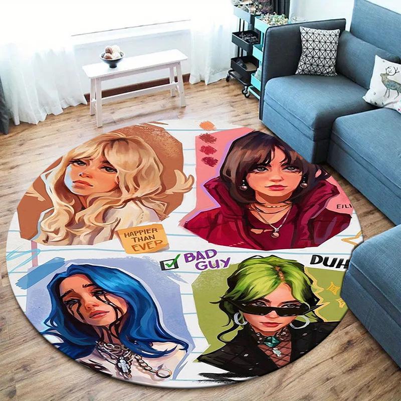 Billie Eilish Round Area Rug,Carpet Rug for Living Room Bedroom Sofa Playroom Decor,Non-slip Floor Mat