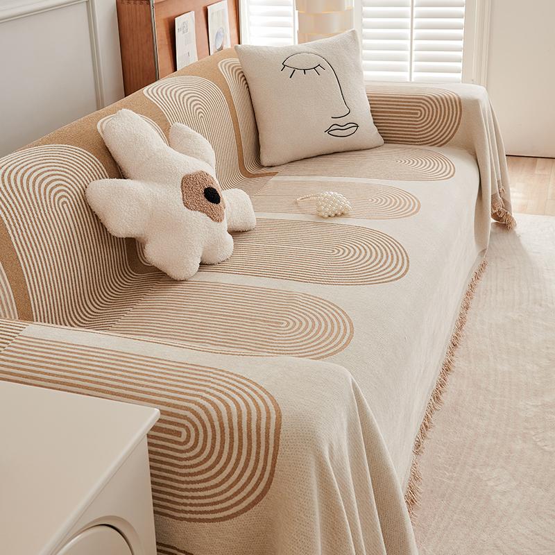 Boho Sofa Covers Throw Blanket Couch Cover Living Room Pet Soft with Tassel Washable Chenille Protector Sofa Slipcover Stylish