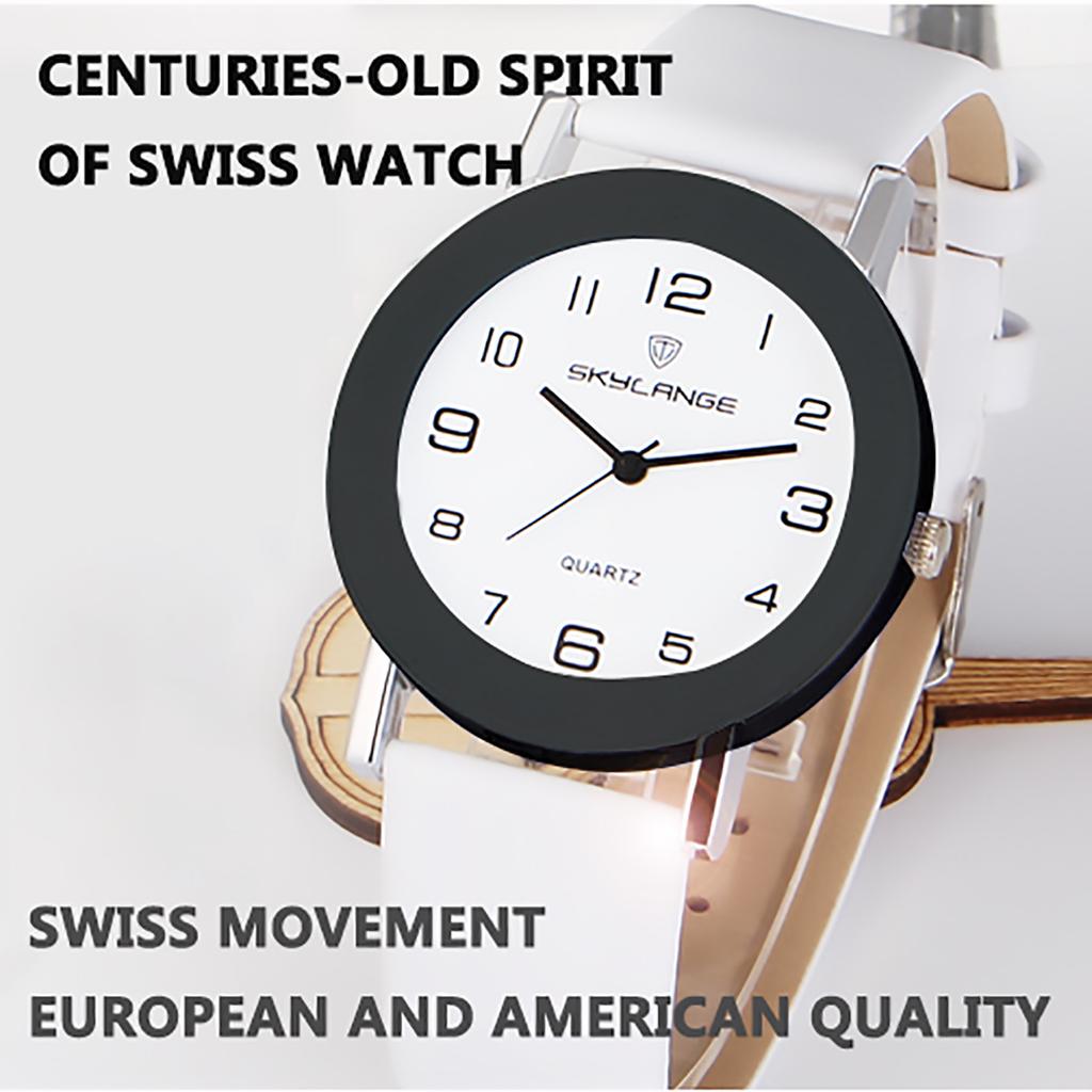 Orologio semplice in pelle bianca Orologi da donna Orologio da polso analogico casual al quarzo