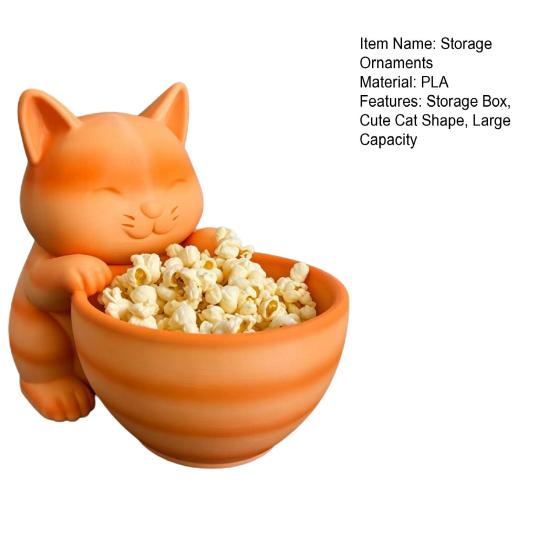 Cat Shape Storage Ornaments Large Capacity Bowl Storage Box 3D Print Molding Desktop Organizer for Snacks Keys Small Items