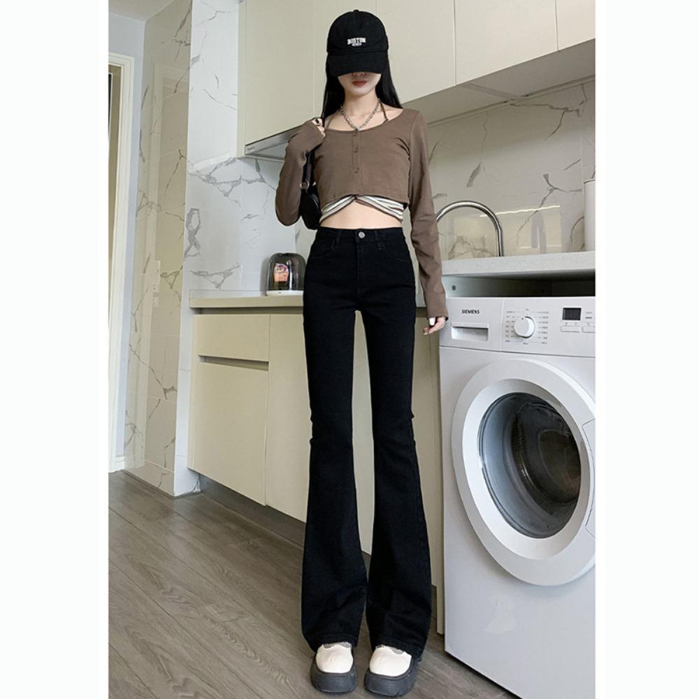 Versatile American Micro-flared Jeans 2025 Autumn and Winter New High-waisted Ins Thin and High Jeans Tide