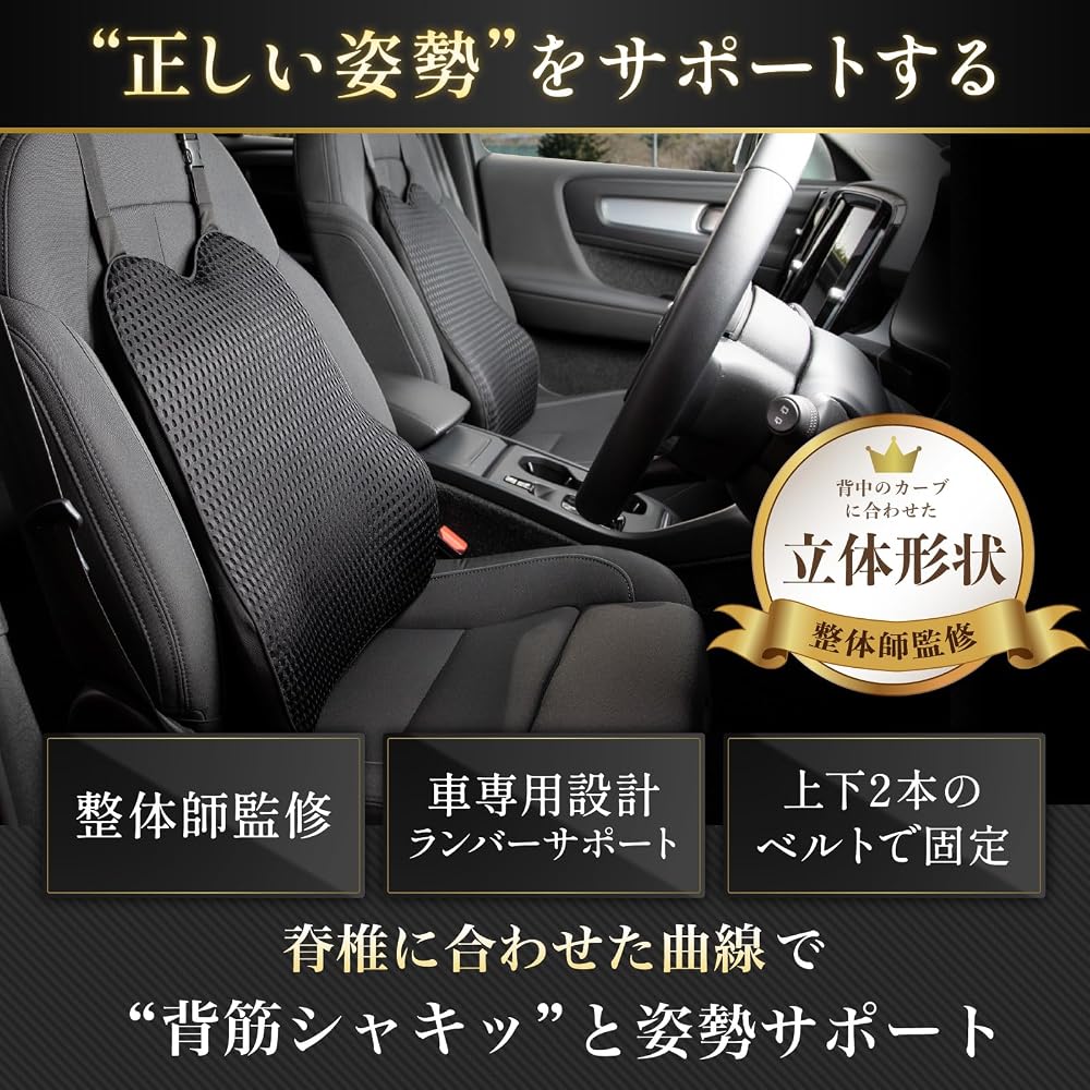WISELABO [Supervised by a Chiropractor] Lumbar Support Cushion for Car Backrest, Low Rebound Mesh,