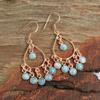 Rose Gold Plated Larimar Dangle Earring 925 Sterling Silver Handmade Women Jewelry