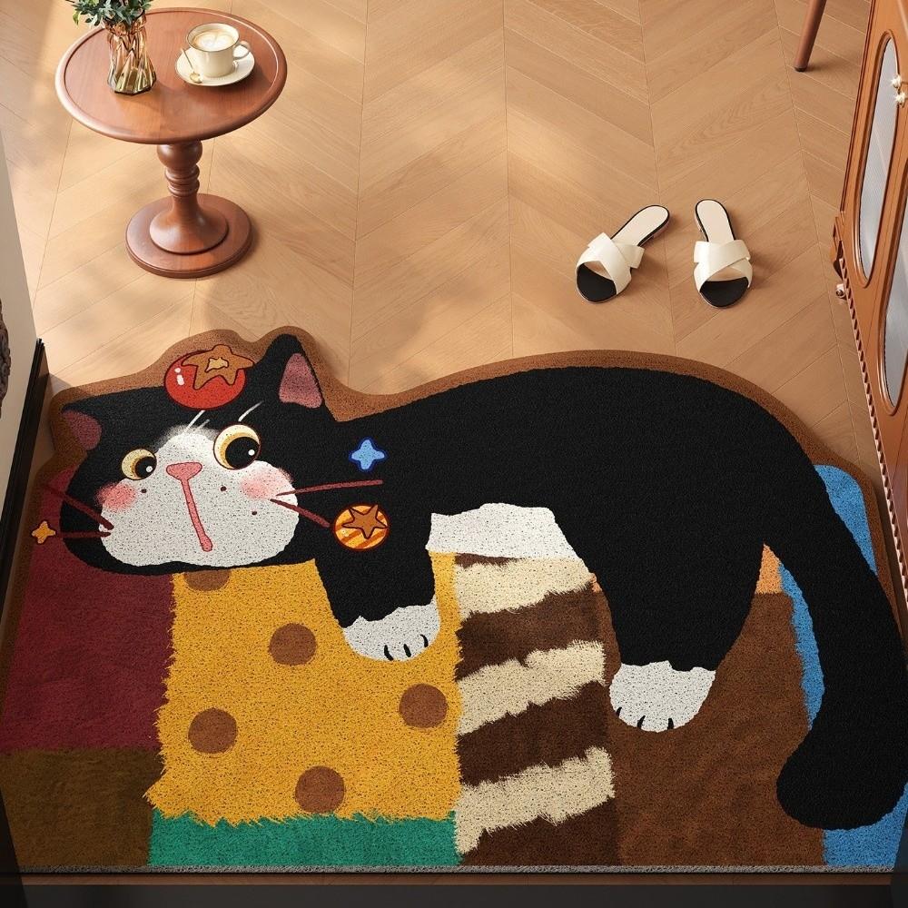 Absorbent Cartoon Cat Carpet Irregular Shaped Shower Carpet Soft Bathroom Floor Mat Bedroom