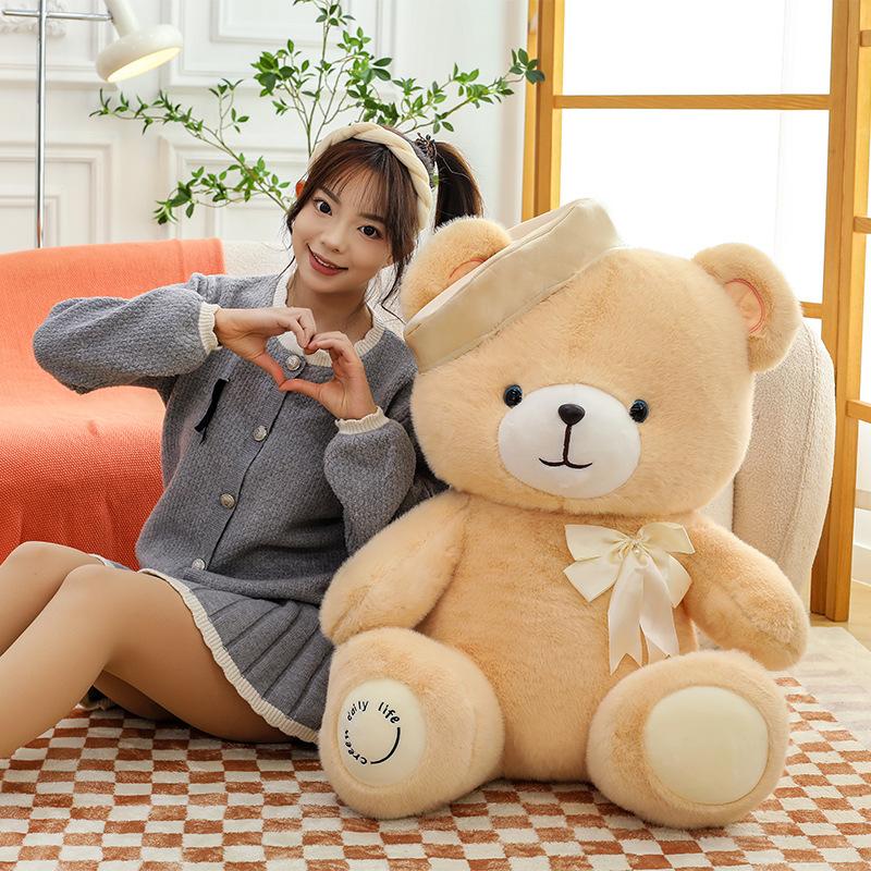 Beret Bear Doll Plush Toy Beret Teddy Bear Doll Kids Soothing Doll