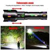 LED Laser Tactical Flashlight 2000 Lumen Zoom Camping Torch Colorful Fluorescent Strip Outdoor Emergency Portable LED Flashlight