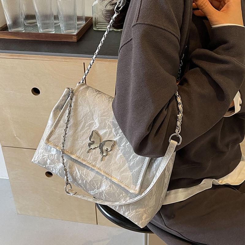 IELGY Butterfly Element Envelope Bag, Silver Shoulder Bag