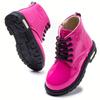 Girls High Top Boots Plush Lining Lightweight Durable Faux Cover Non Slip Traction Sole Zipper Lace Up Closure