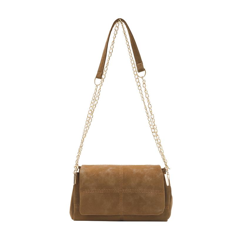 Premium Texture Small Bag Women S Fashion Retro Shoulder Messenger Bag Niche Design Underarm Chain Bag коричневый