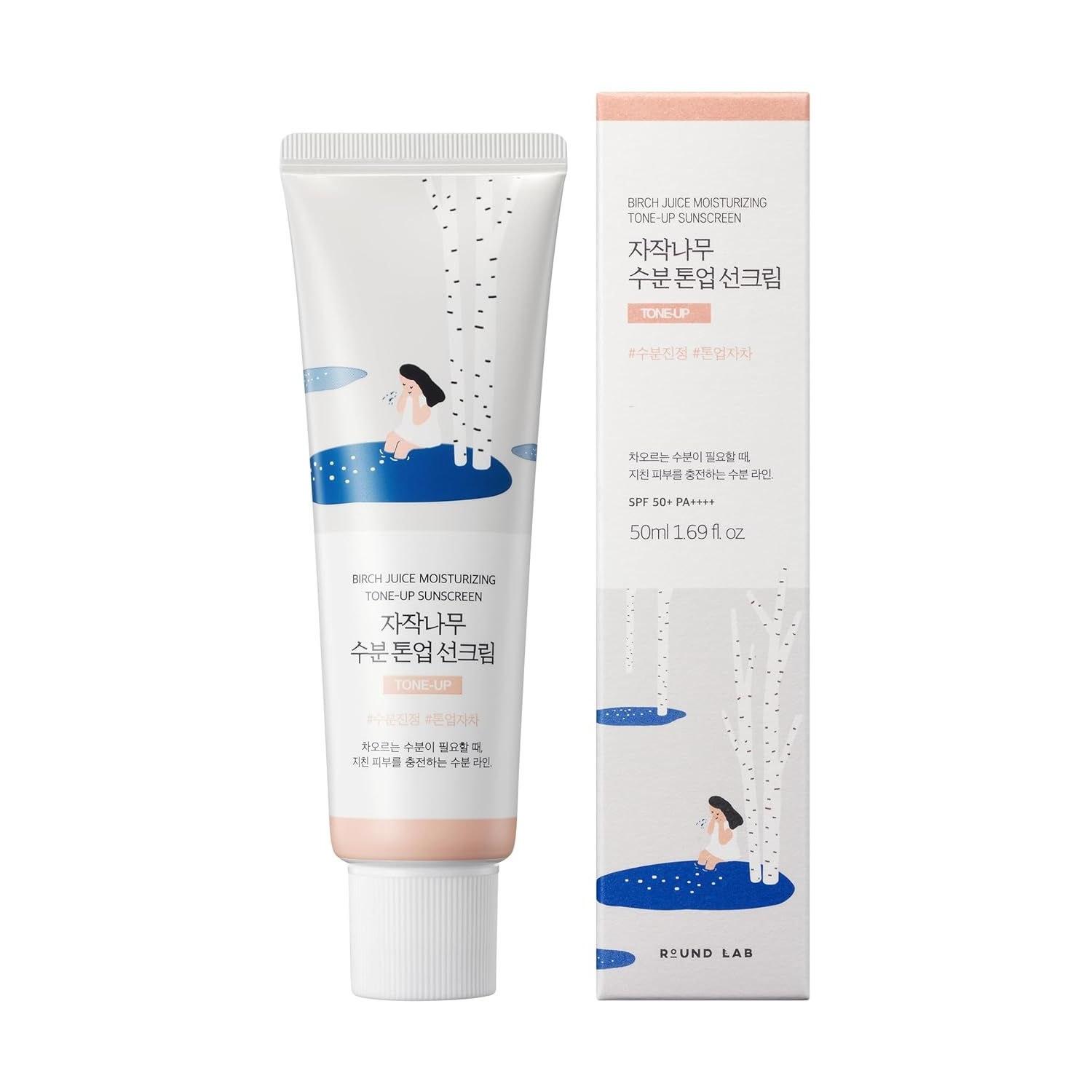 ROUND LAB Shira Kaba Moisture Tone-Up Sunscreen 50ml charge hydration sensitive skin dry makeup base longevity moisturizing