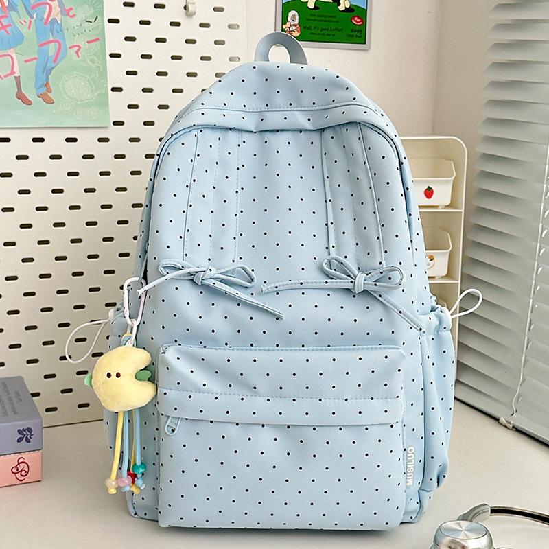 School bag summer new small fresh polka dot sweet girl travel mini backpack high value literary and art fan girls backpack
